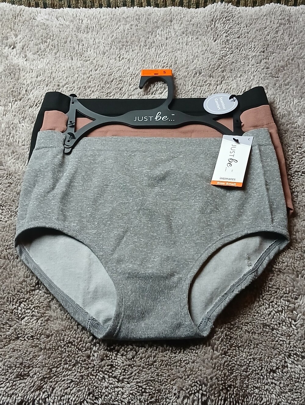 NWT Just Be... Intimates Selina Brief Panty Pack - 3 Pairs (Grey, Coffee, Black)